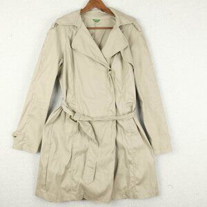United Colors Of Benetton Trench Coat Womens 44 12 Beige Short Belted Classic